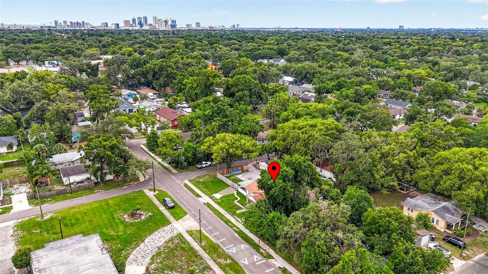 Aerial view of home & neighborhood