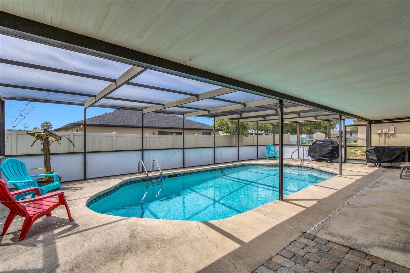 Oversized Caged In Pool Area