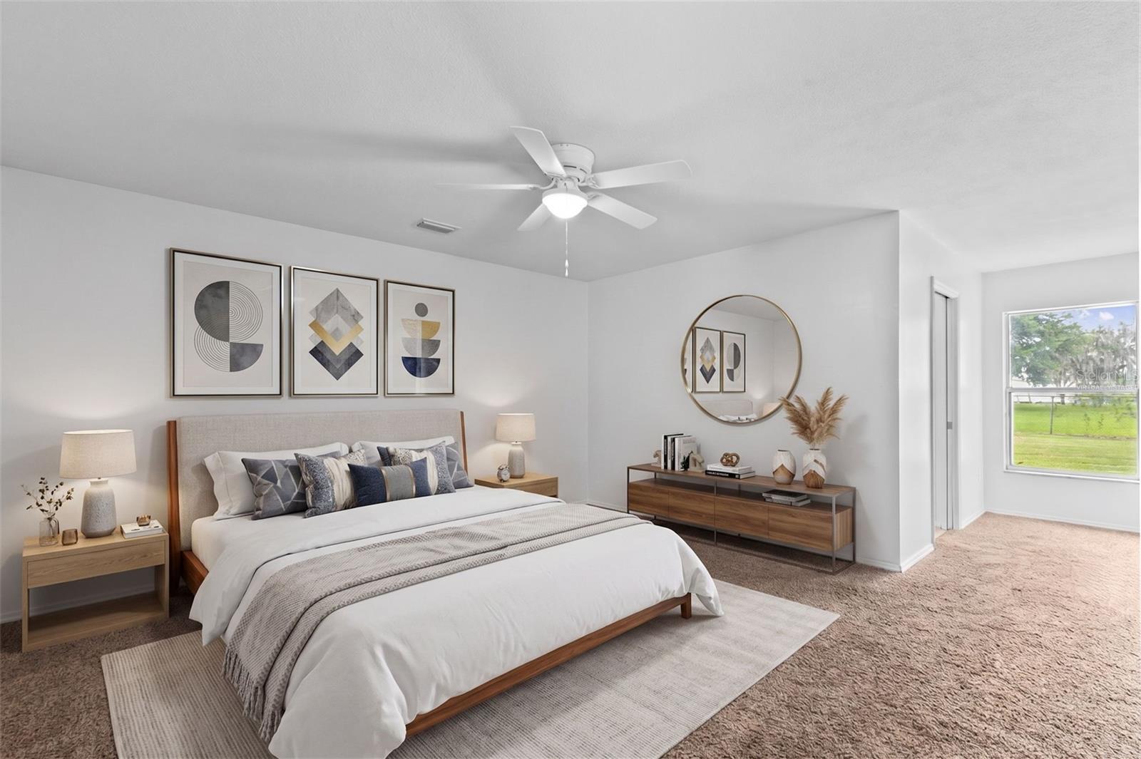 Virtually Staged Primary Bedroom
