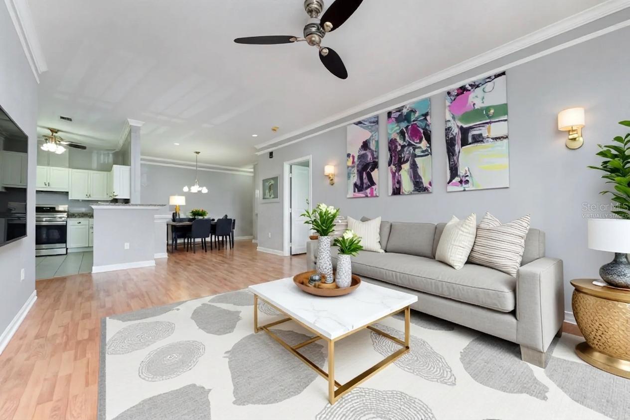 living area has been virtually staged