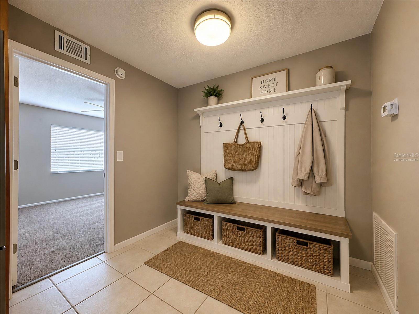 VIRTUALLY STAGED: Drop Zone from Garage | Mudroom