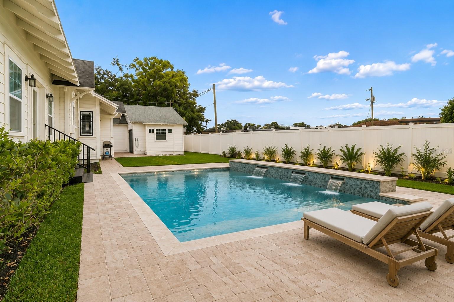 Virtual pool rendering shown to illustrate potential backyard use. Pool has not been constructed.
