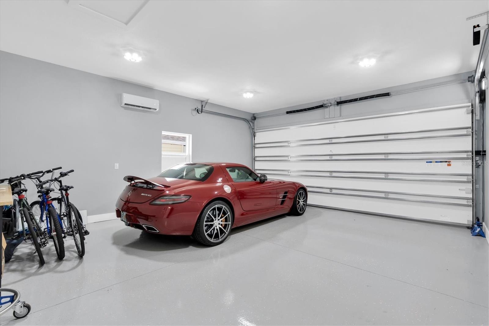 High ceiling garage with auto winding garage door opener