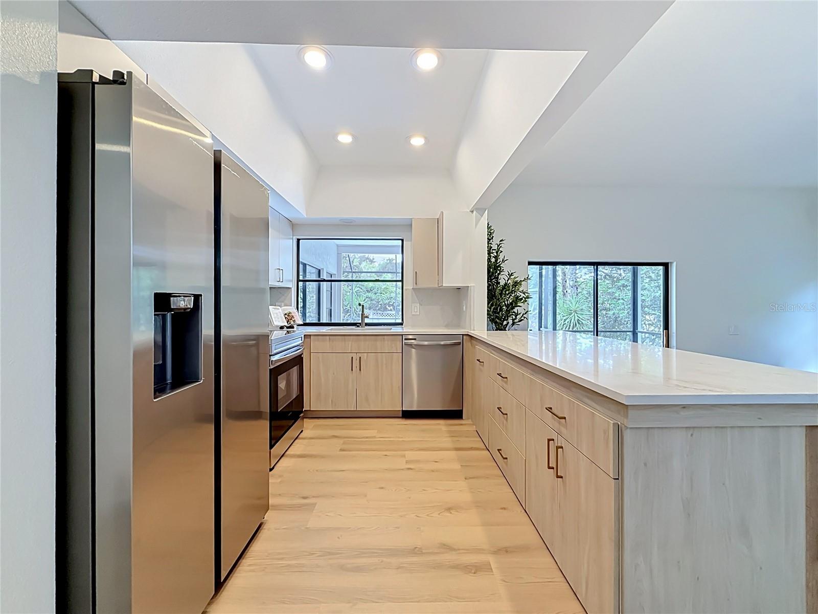 Kitchen overlooking the pool
