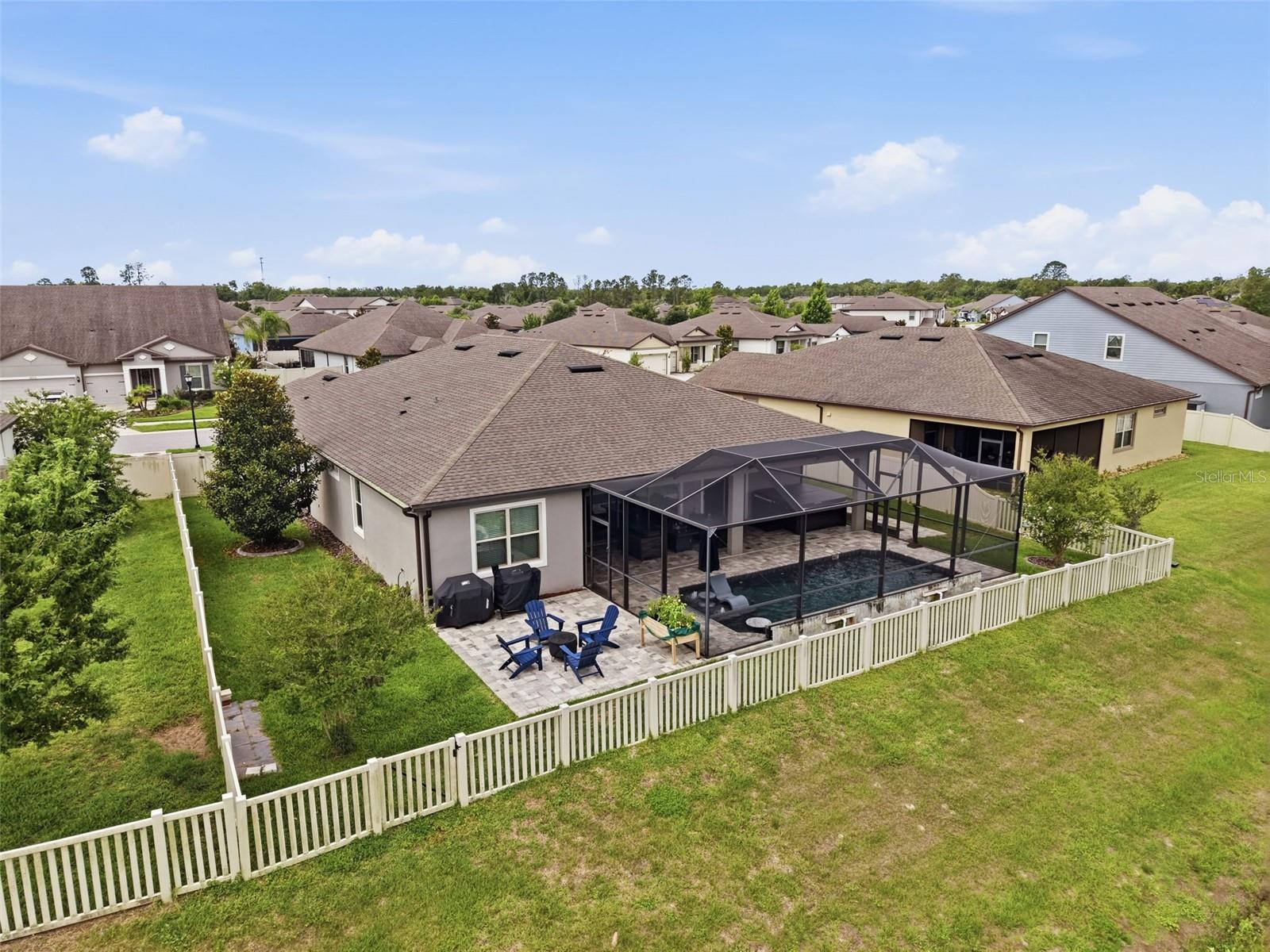 Aerial view of the back of the property