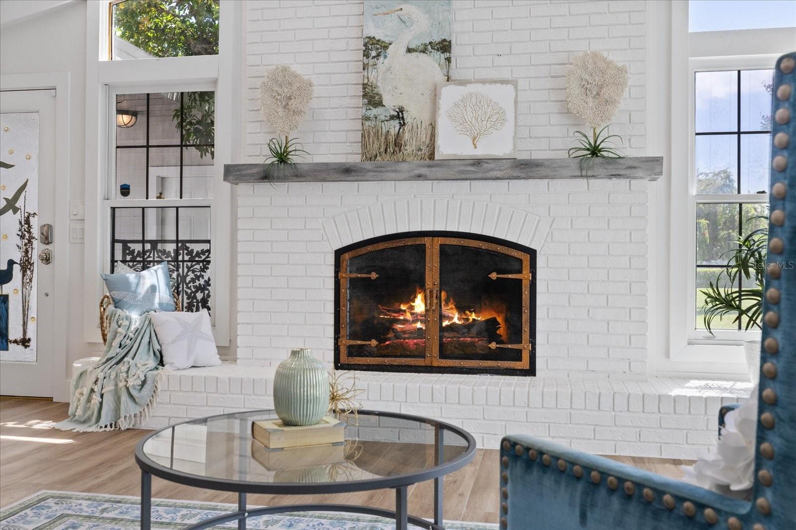 Cozy gas fireplace in living room