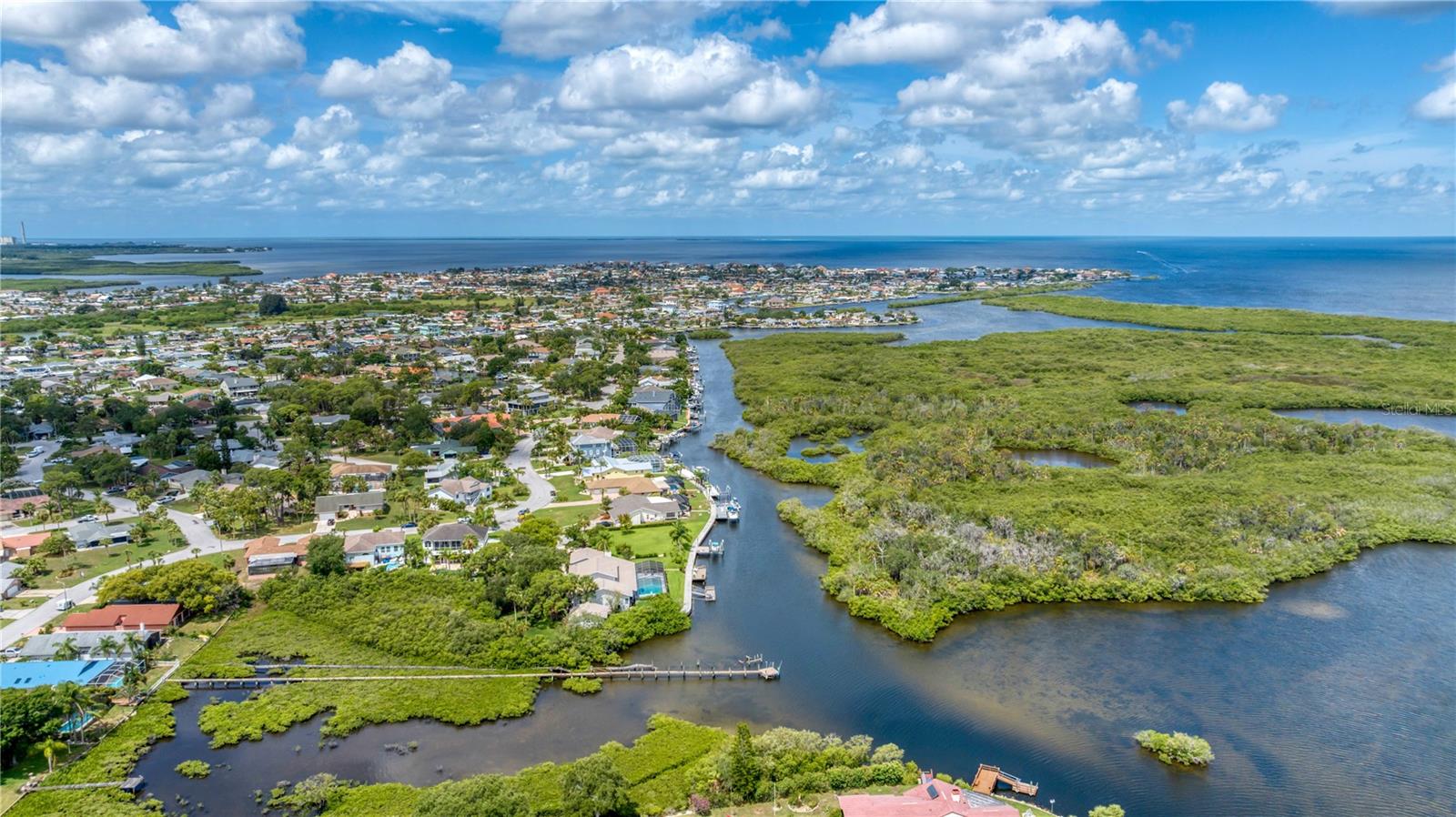 Aerial view towards Deep water Channel and Gulf