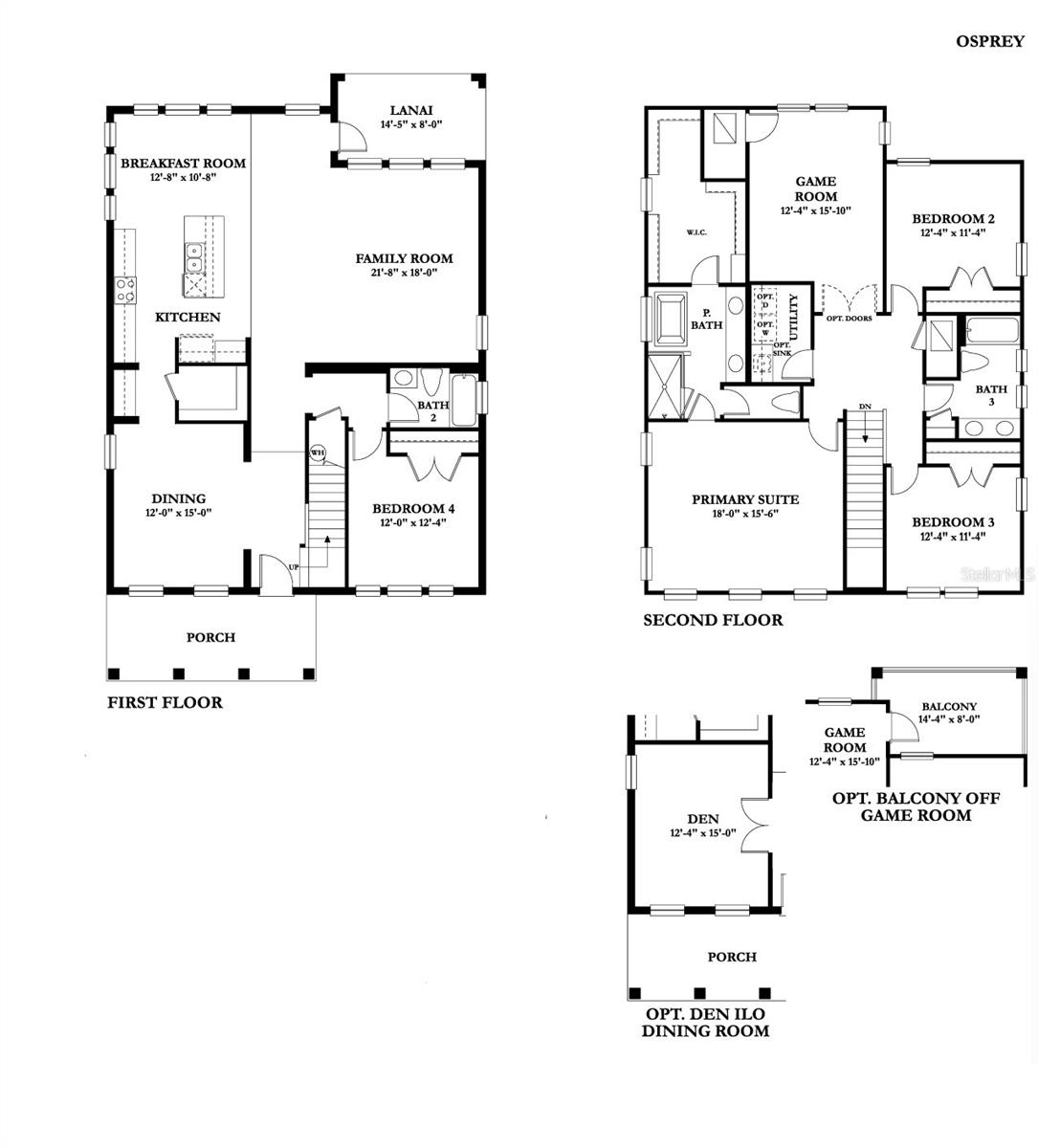 Osprey Floorplan with game room balcony