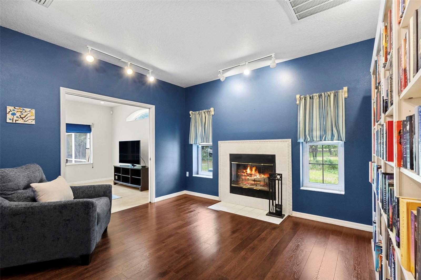 Formal living room with fireplace