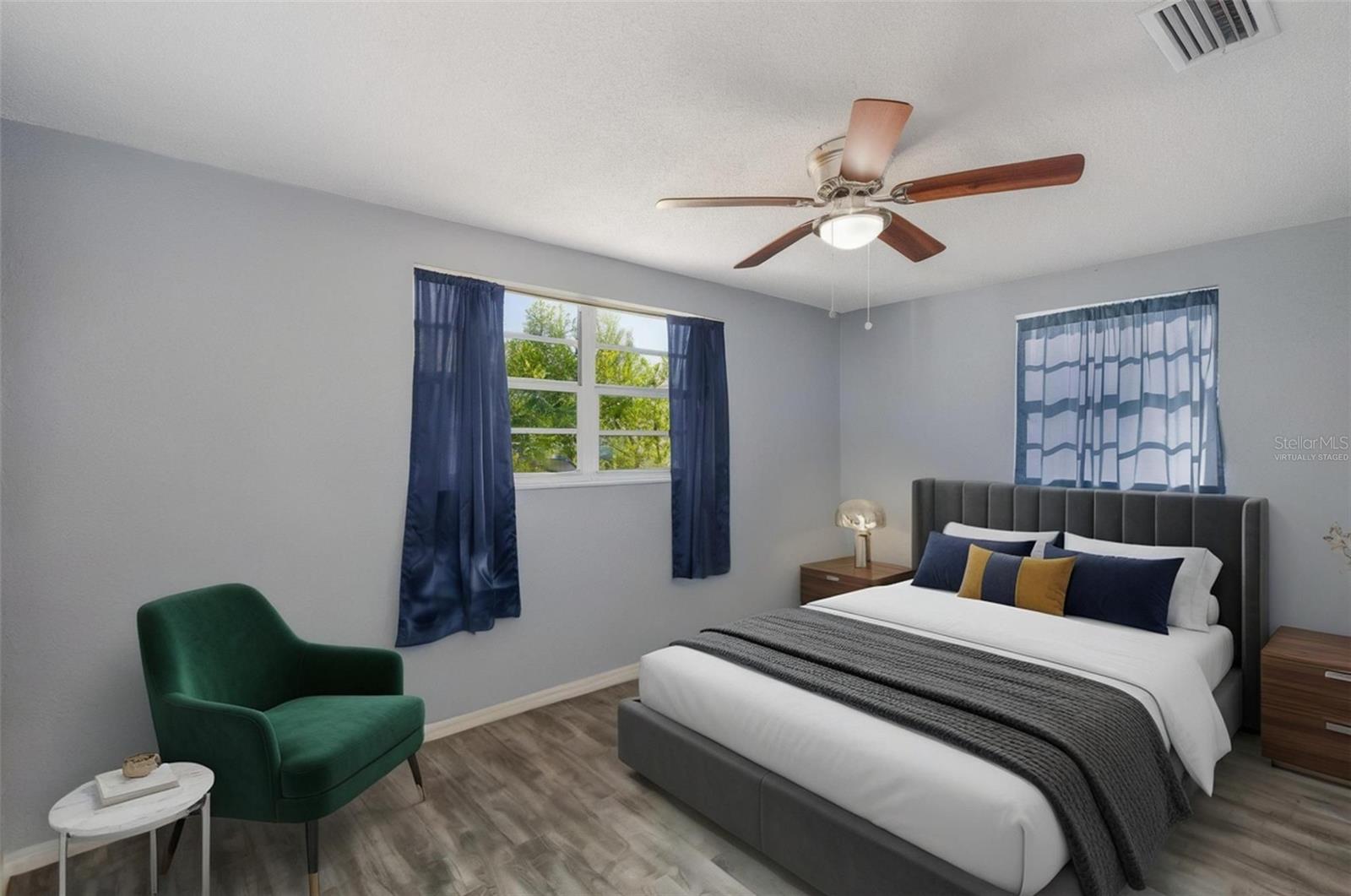 Primary bedroom virtually staged