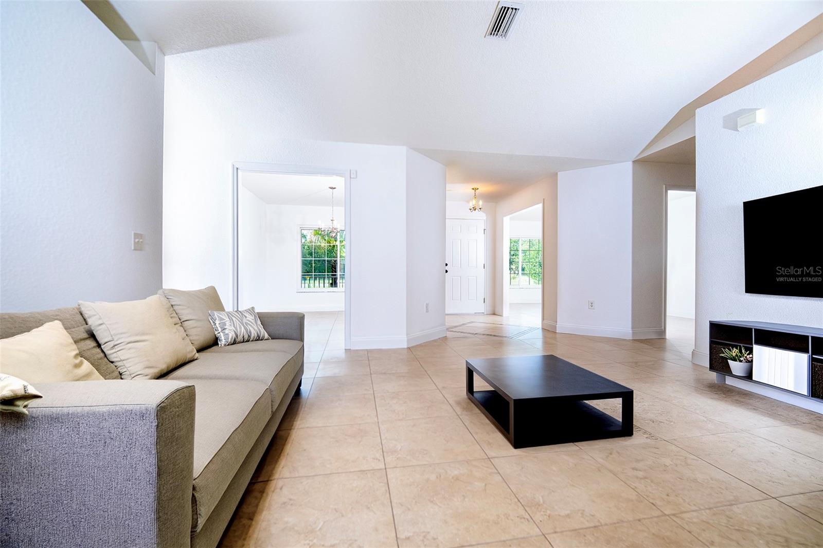 Living room virtually staged