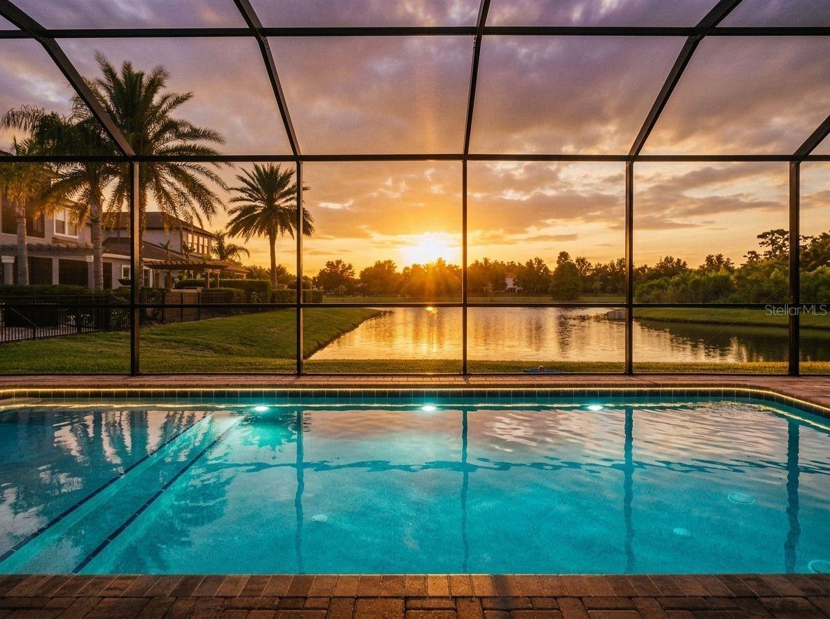 Sunsets over the pond as your home sits directly East/West