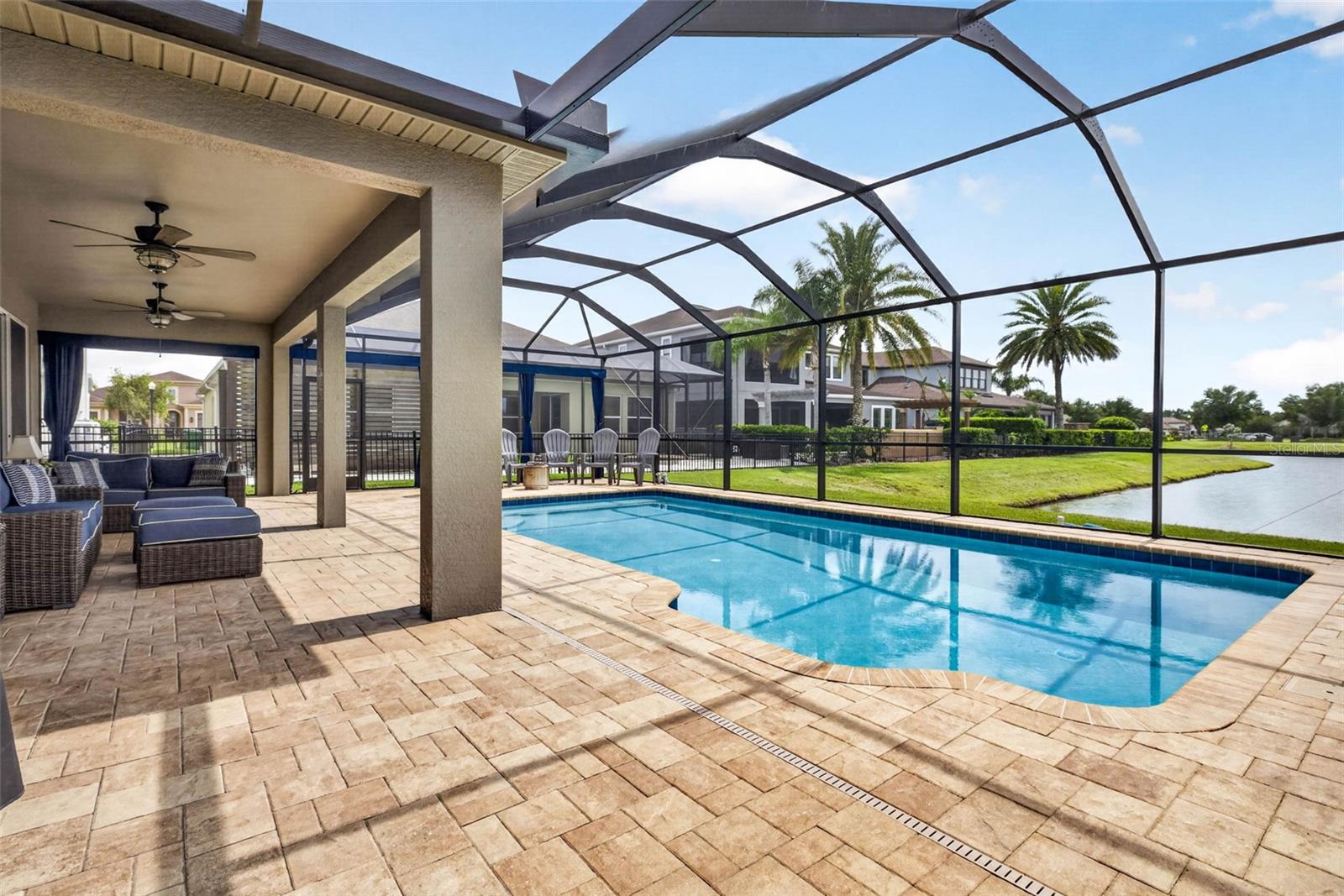 Pool is salt water, heated, fully caged in.
