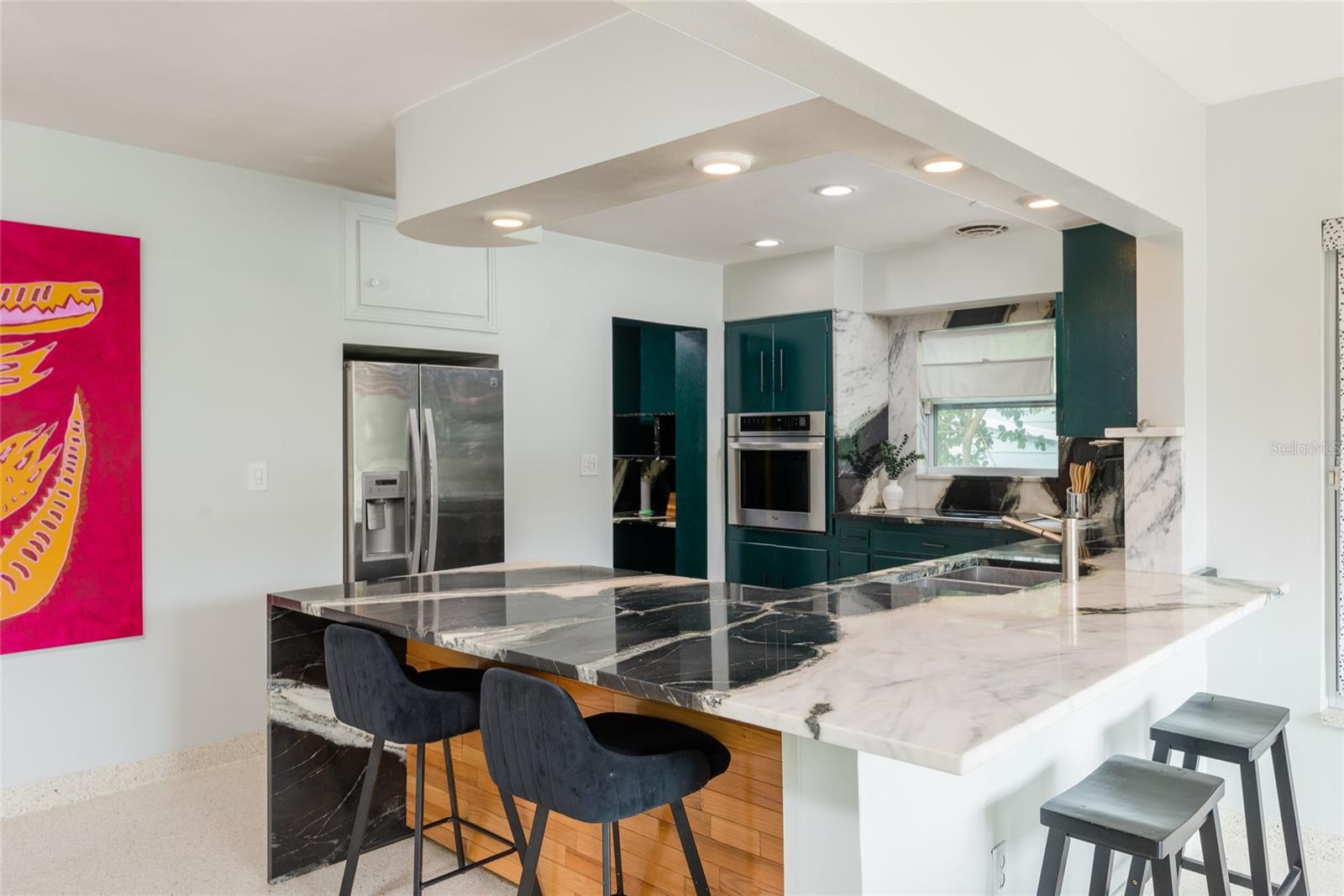 Elegant Dalmata Marble sets the tone in your kitchen