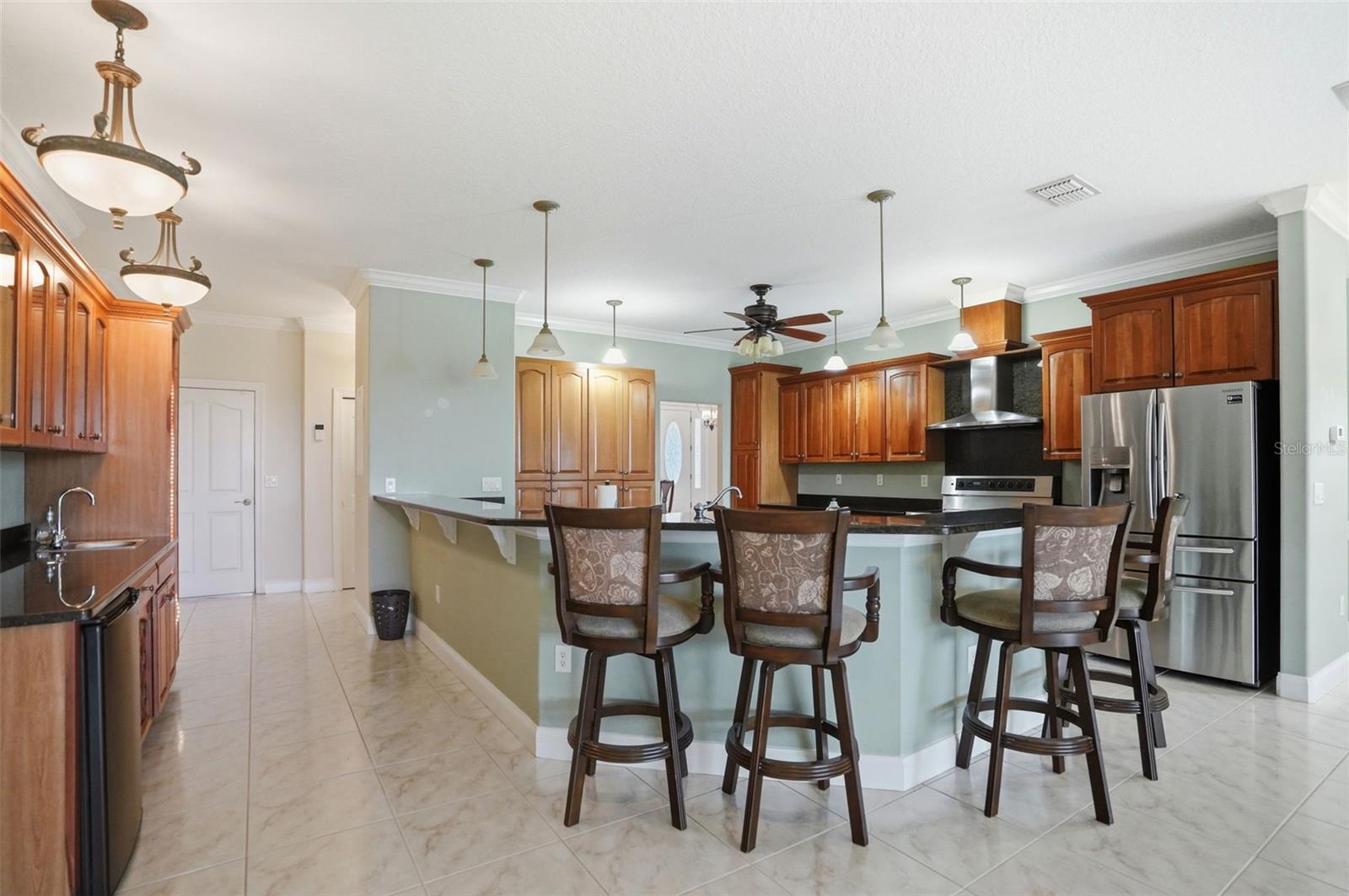 Large kitchen with all real wood cabinets and granite countertops!