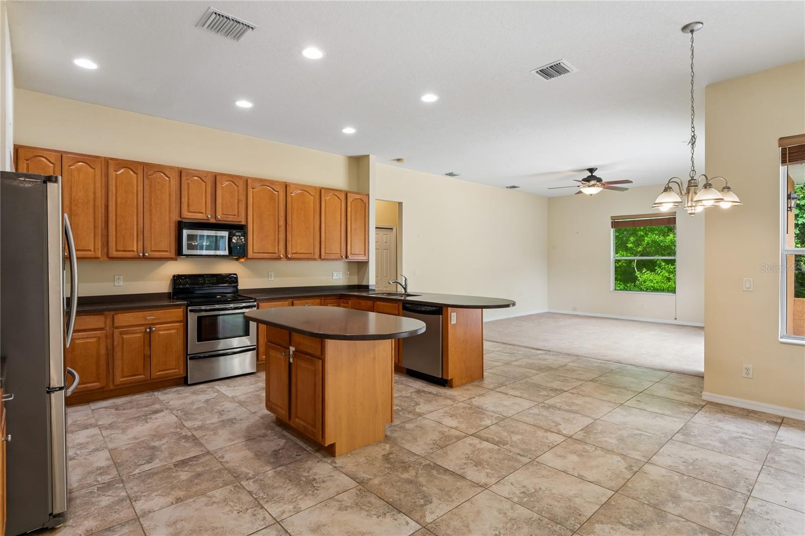 Kitchen open to family room
