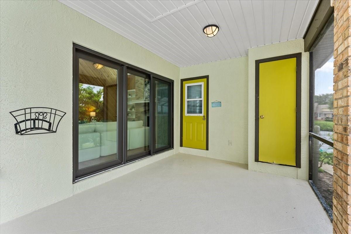 patio space off the family room with access to pool bath