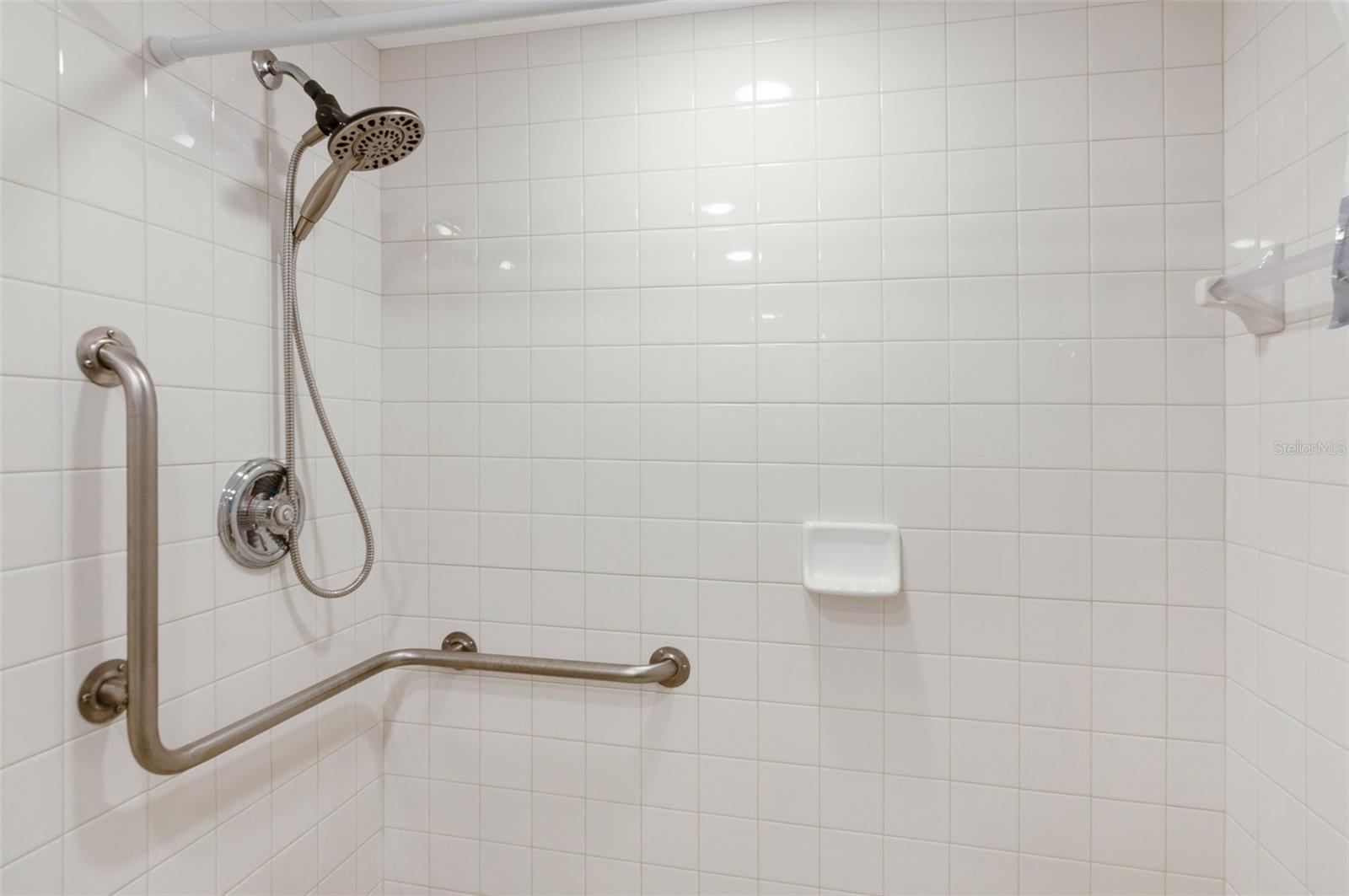 Shower in the primary bathroom