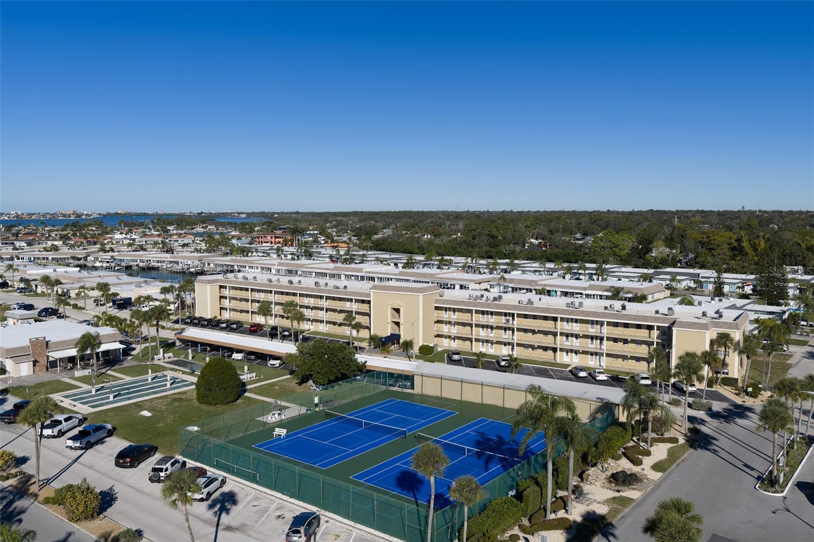 Tennis and Pickleball Courts with other favorite sports! Even Shuffleboard and Booce!