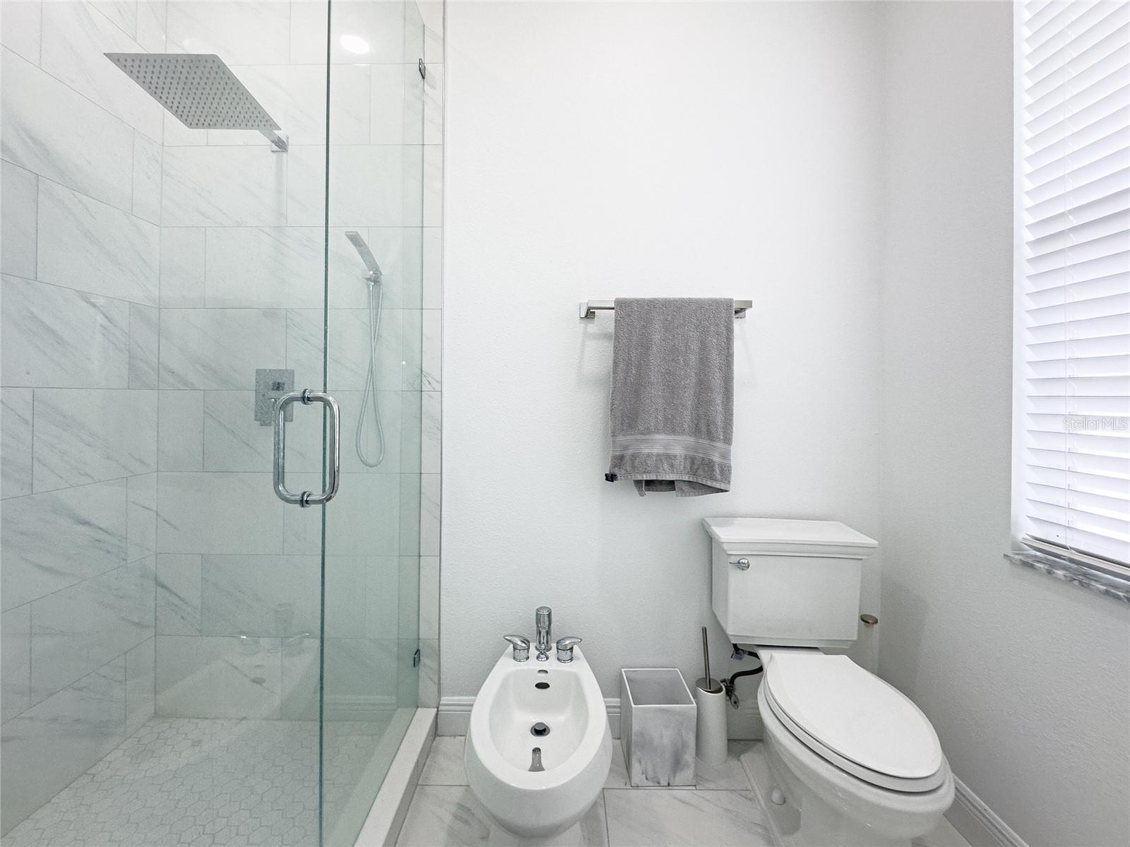 Master bathroom with rain shower heads