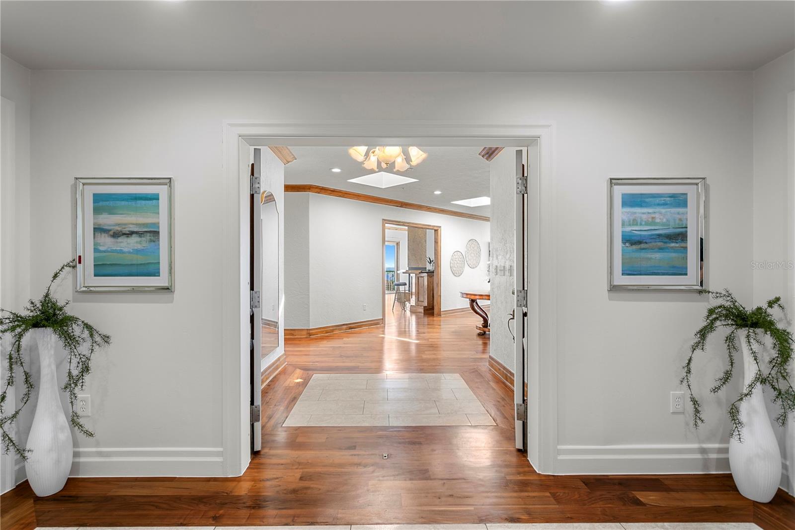 Private elevator foyer — double doors into unit
