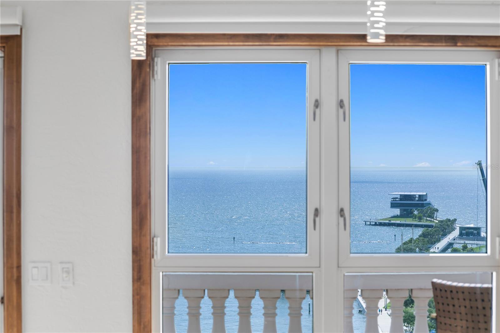 St. Pete Pier framed through French doors