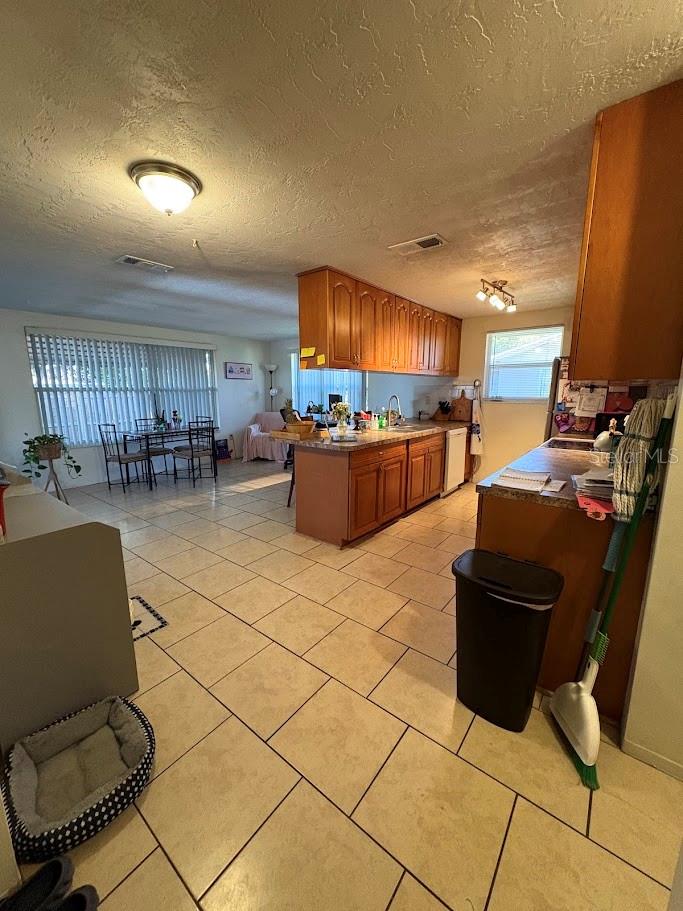 Kitchen and family room from great room