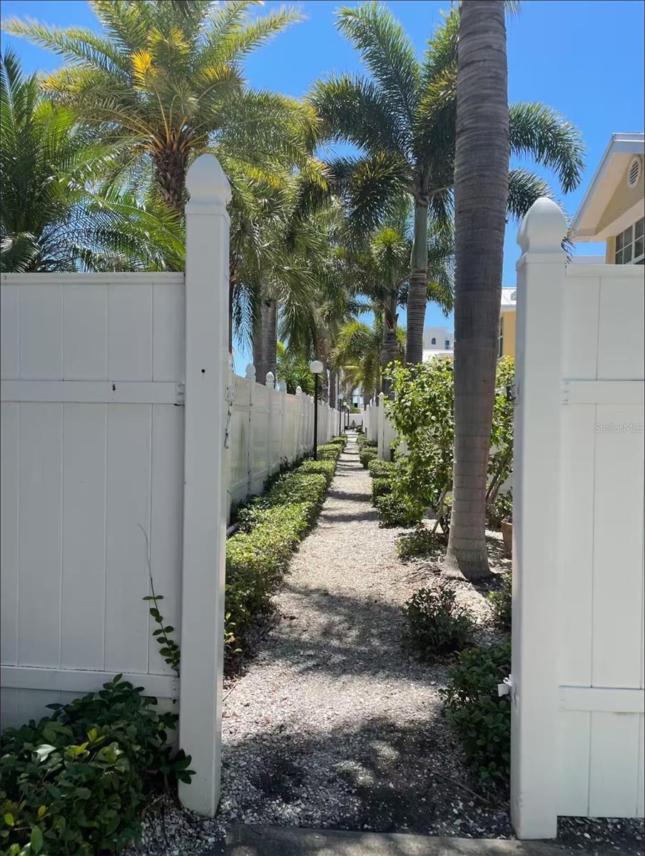 Courtyard garden walk towards Inter coastal waterway