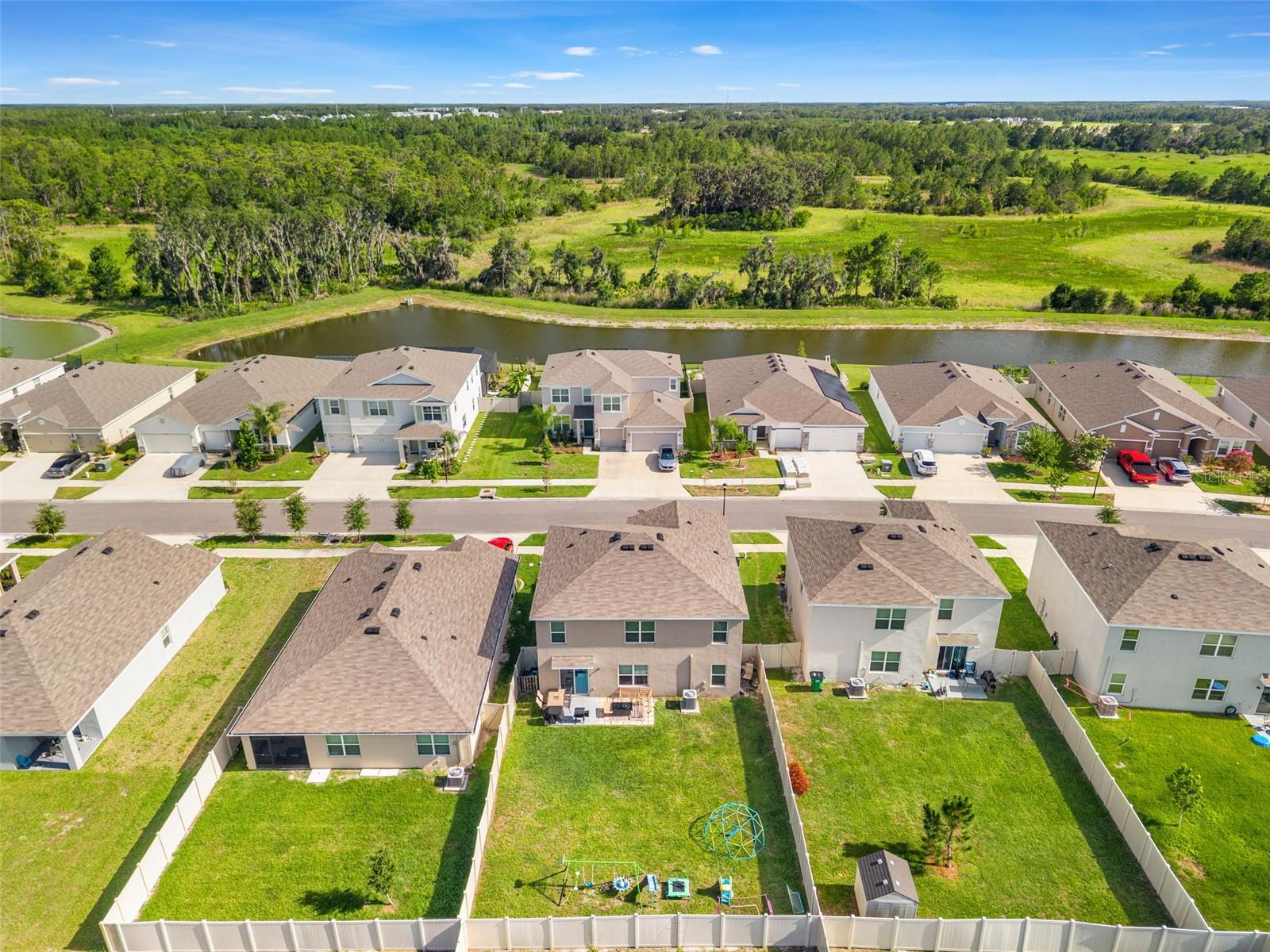 Aerial view of backyard