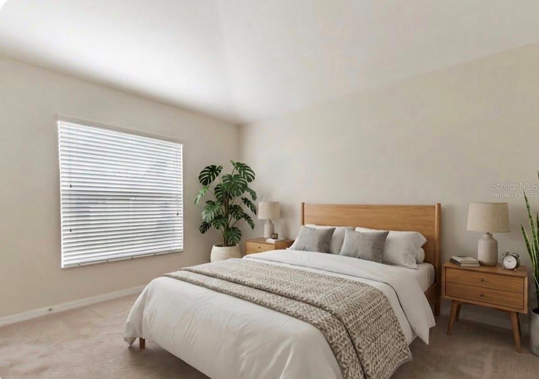 Primary bedroom. Decor virtually staged