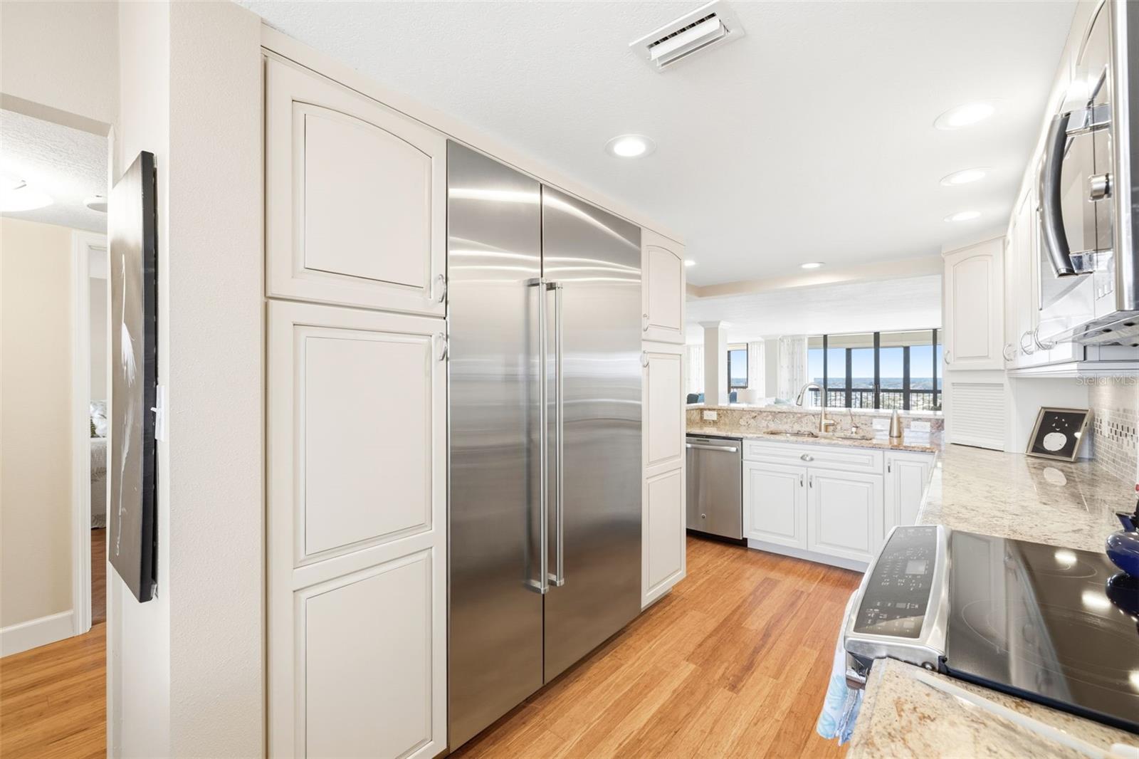 Kitchen with Sub Zero fridge and freezer