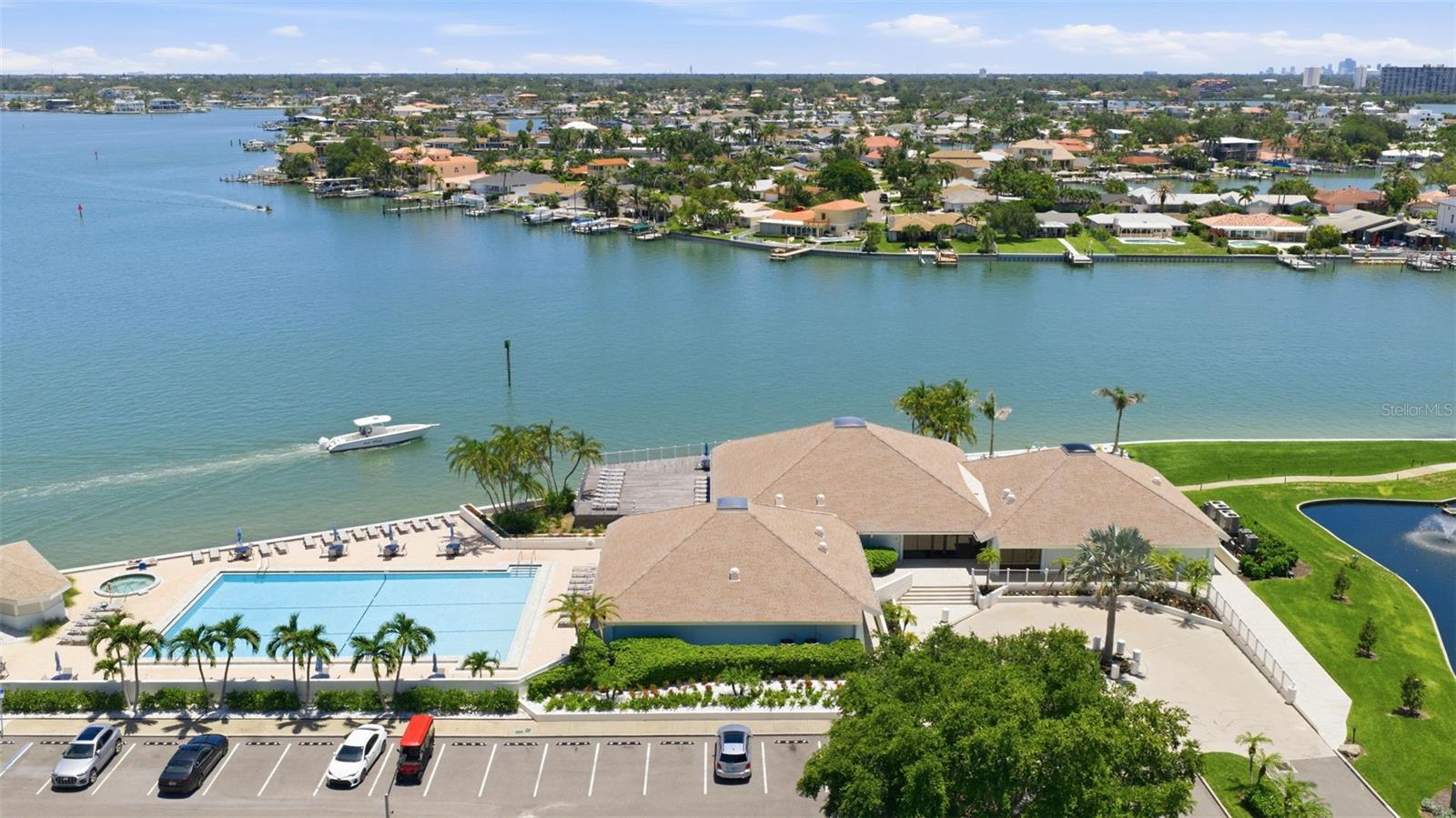 Waterfront clubhouse and pool