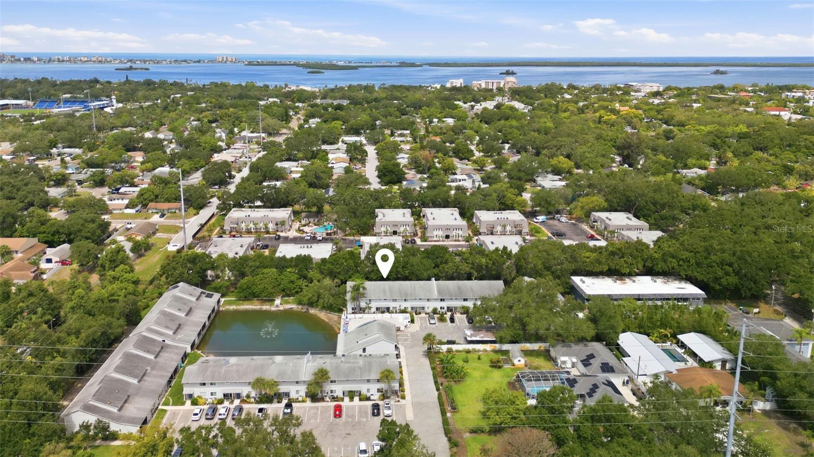 Downtown Dunedin & St Joseph Sound in distance.