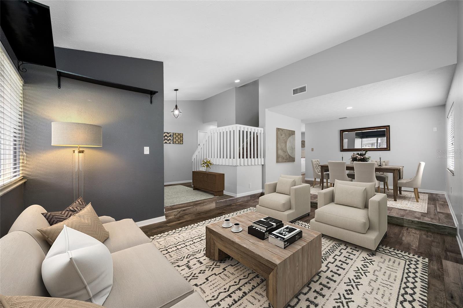 Virtually Staged Living and Dining room