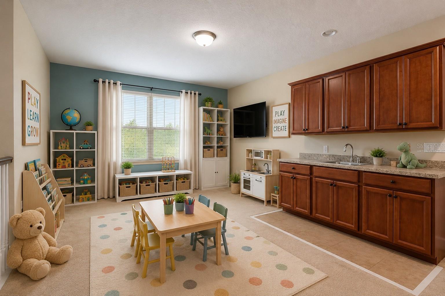 Virtually staged play area.