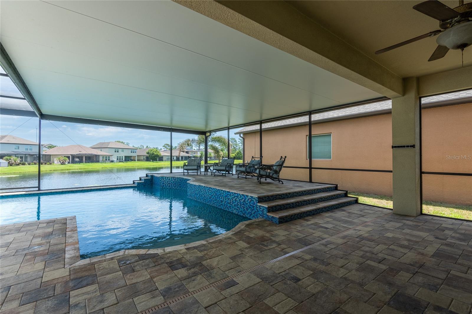 This custom-built pools offer both sun and shade.