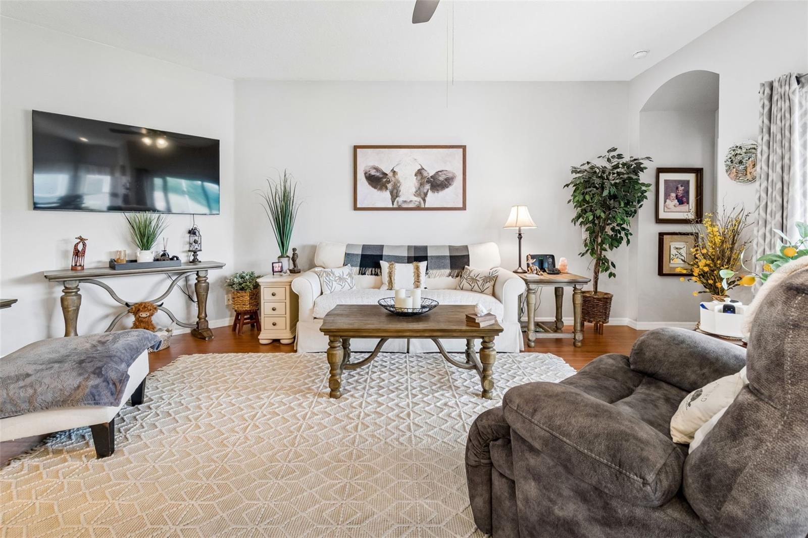 Great room with real wood floors