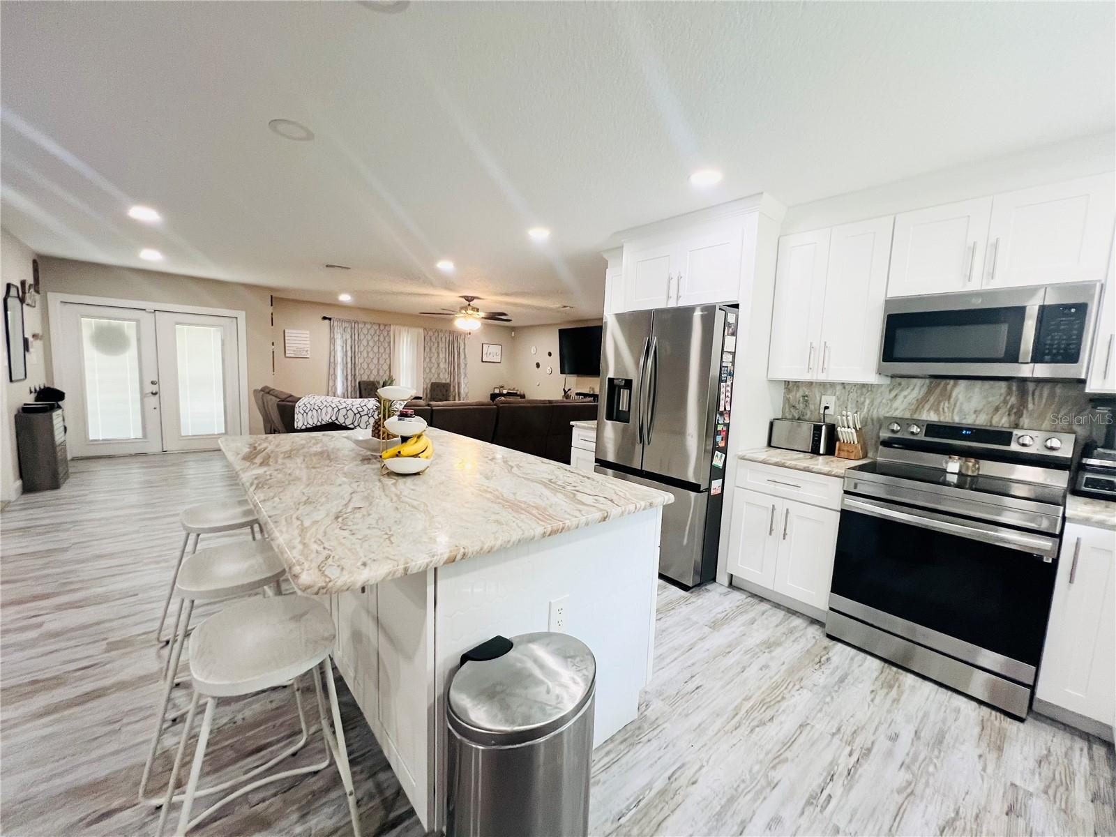 KITCHEN VIEW BY FIREPLACE