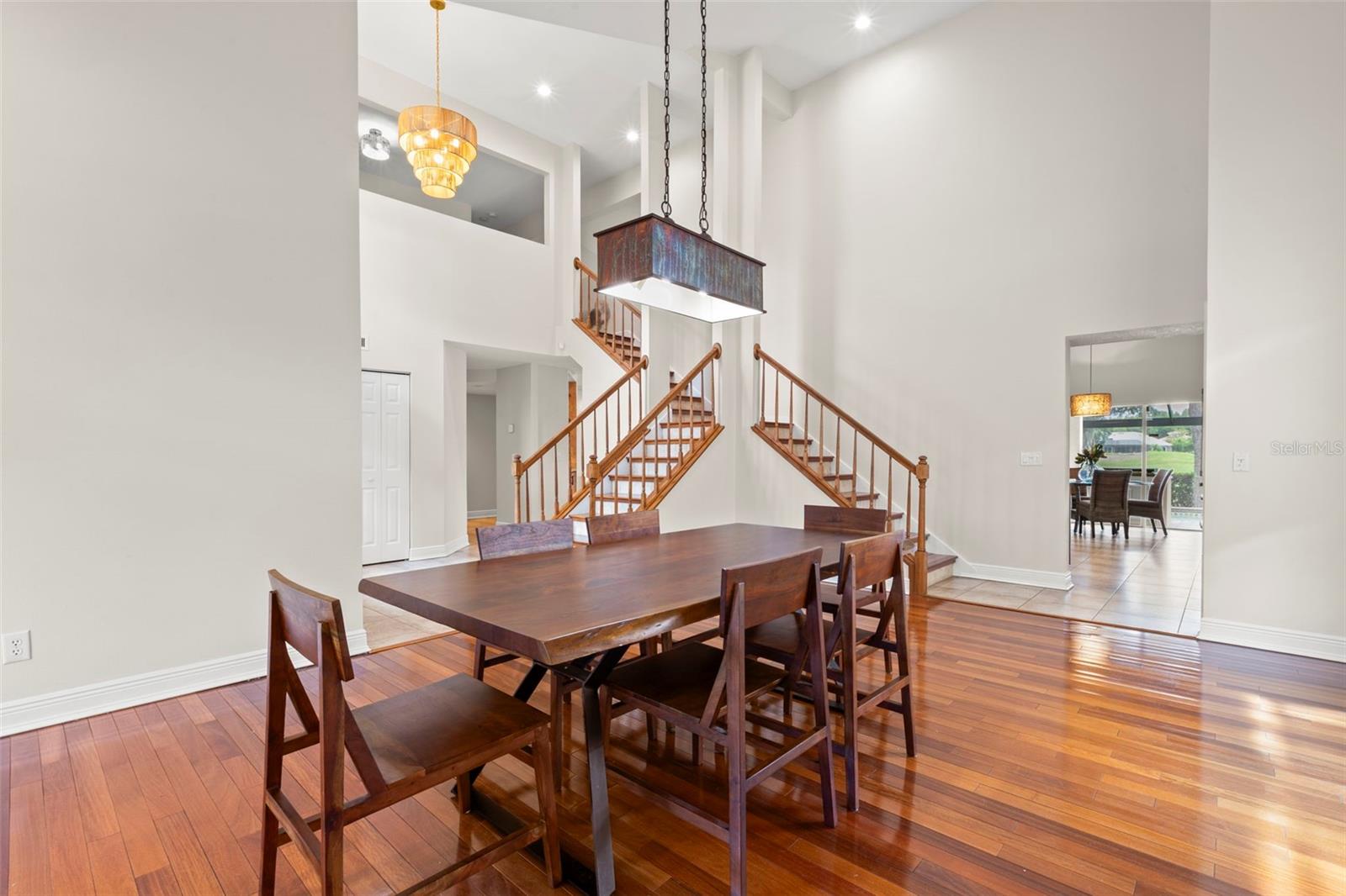 This house is so grand. Stairs from either side that connect. It's really cool.