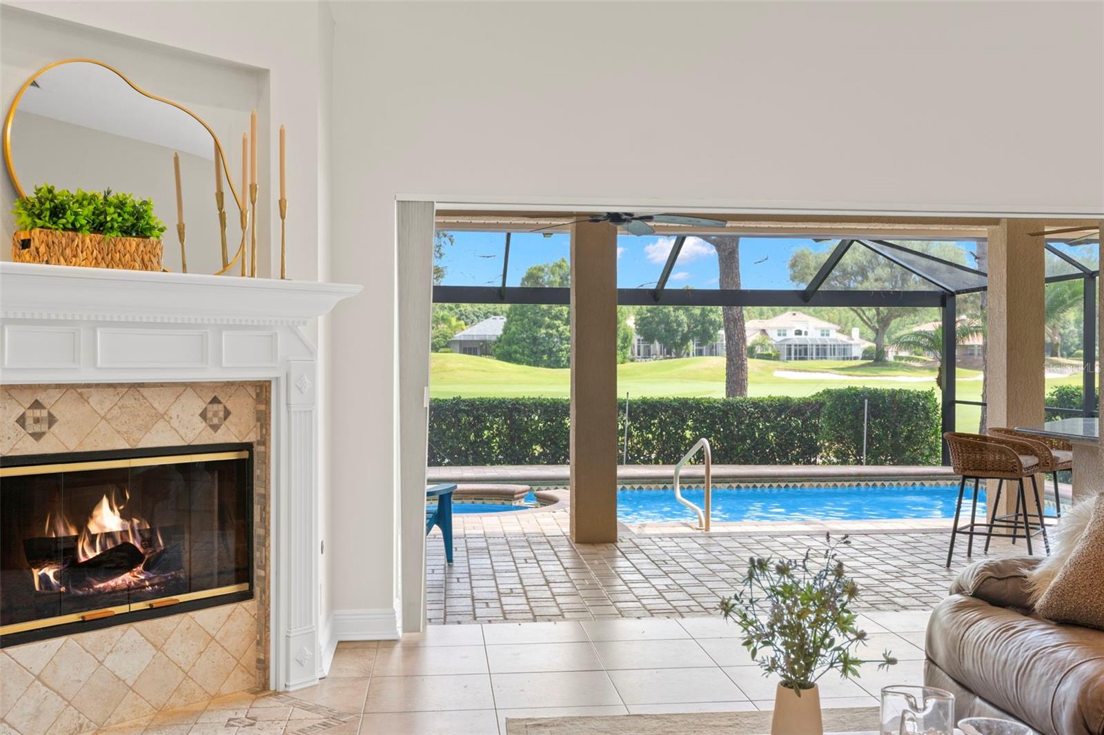 The sliding door open completely to give you that florida lifestyle.