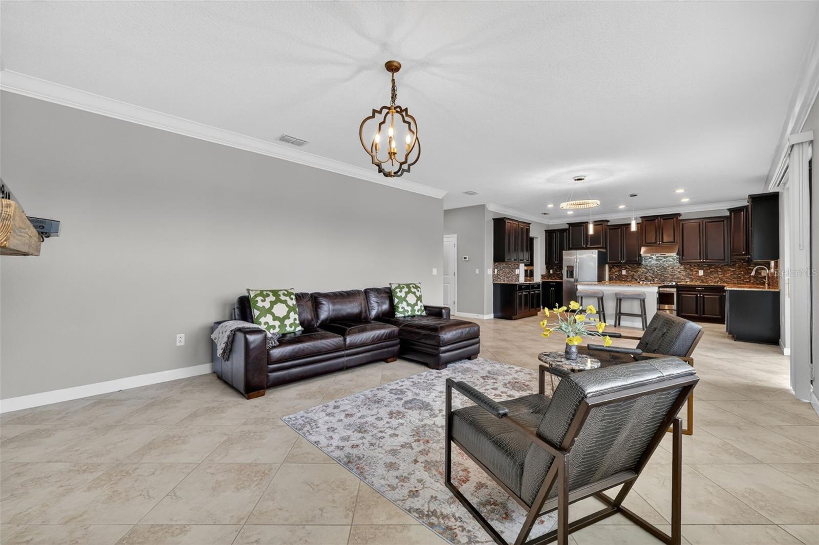 View from Living Area to Dining and Kitchen.