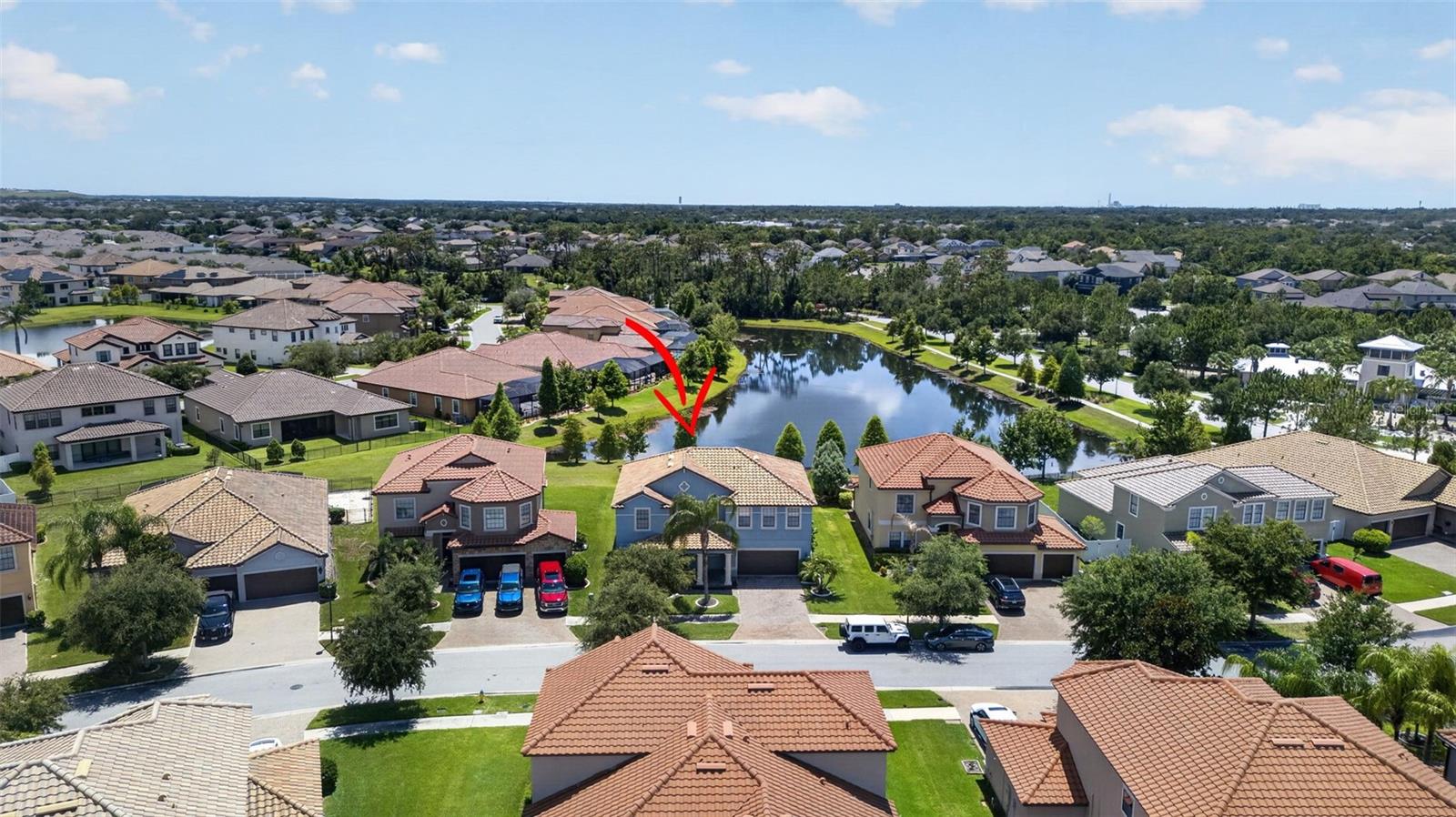 Picturesque Views of the Community from 2nd Floor! Aerial View of WCI Lennar Home on Premium Water Lot in Waterleaf Community! Located Near Entrance & Amenities!