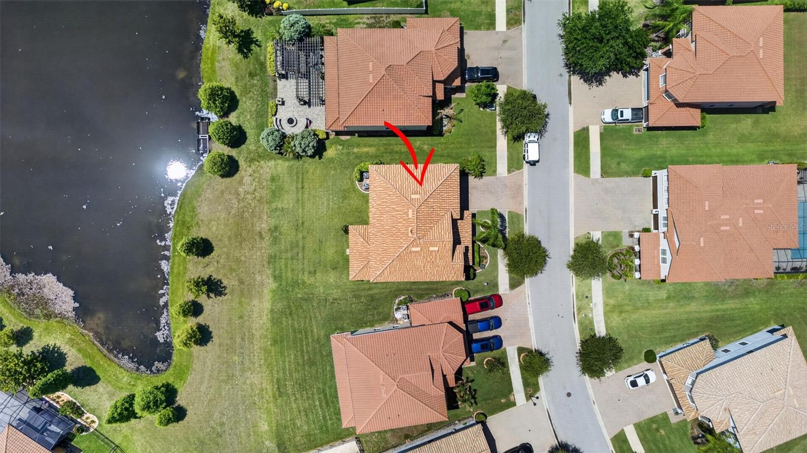 Picturesque Views of the Community from 2nd Floor! Aerial View of WCI Lennar Home on Premium Water Lot in Waterleaf Community! Located Near Entrance & Amenities!