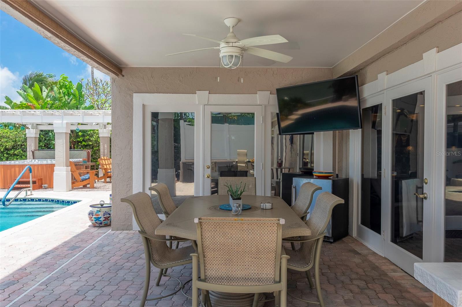 Covered patio accessible from living and dining areas