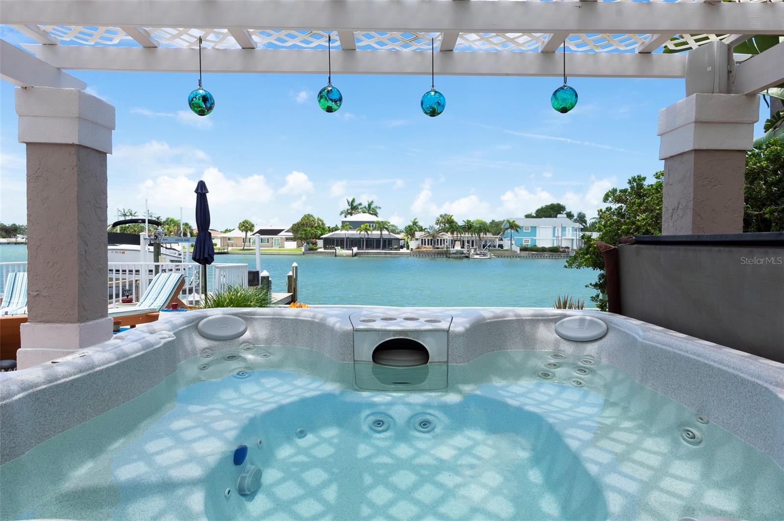 Hot tub with a water view