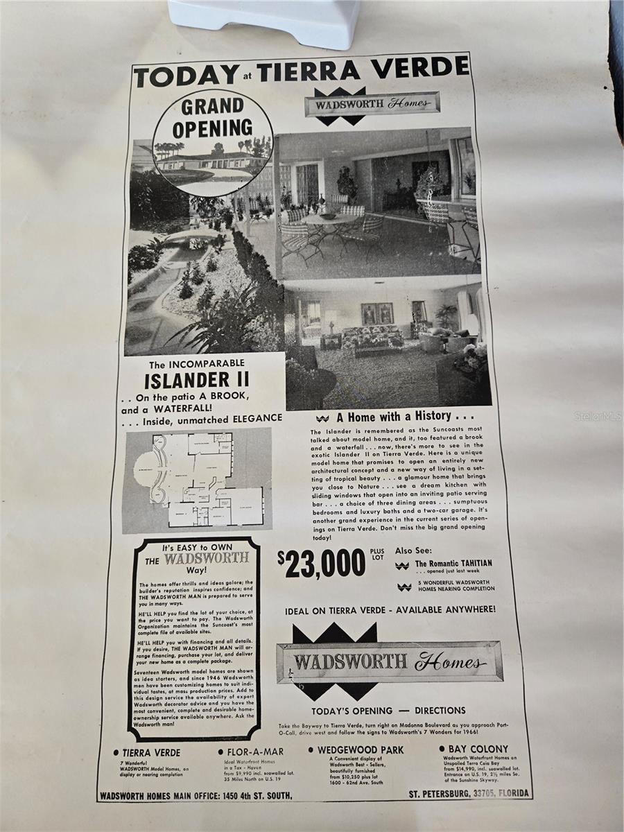 Original Ad from builder showing this was a model home