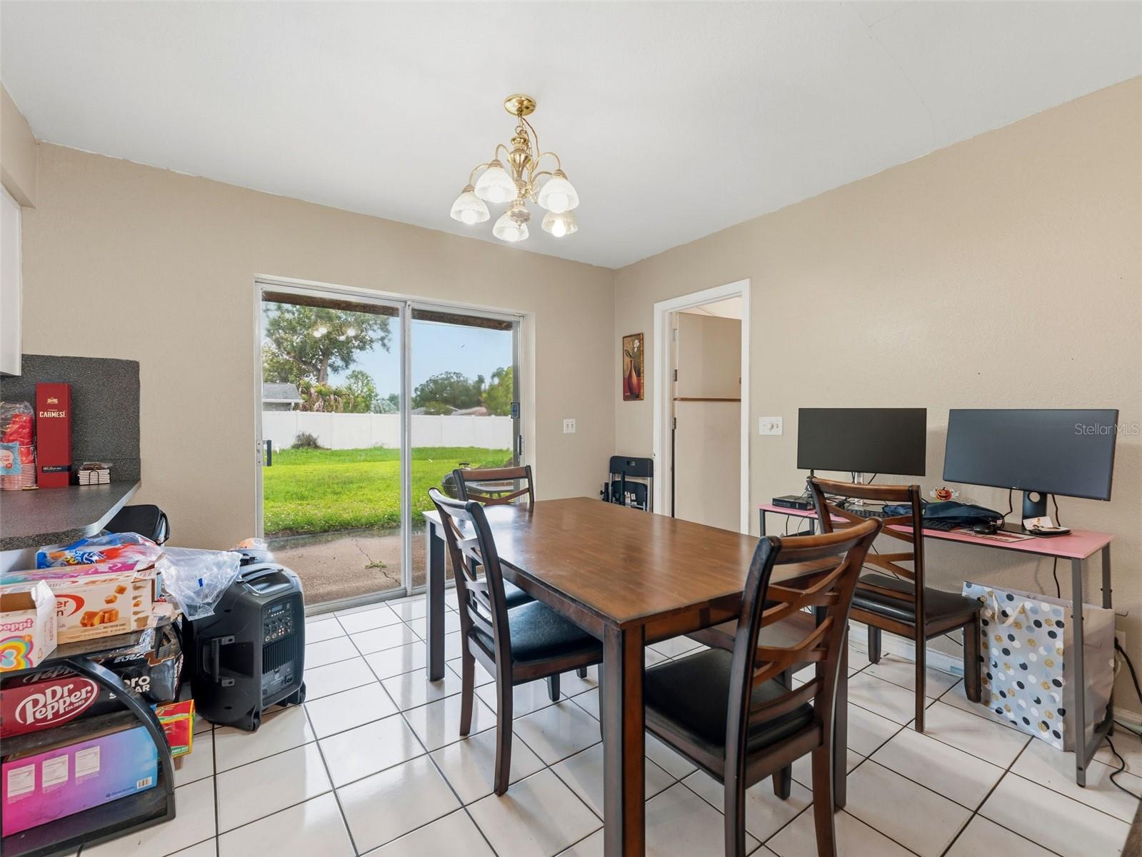 The dining area with sliders out to the back yard!