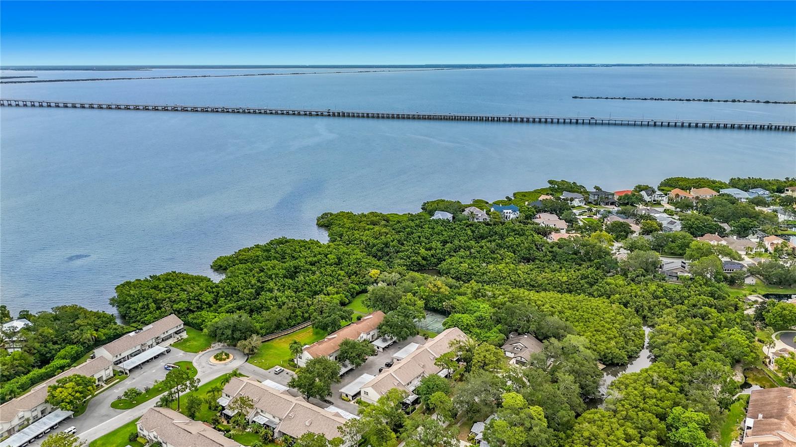 Aerial view of bayside community