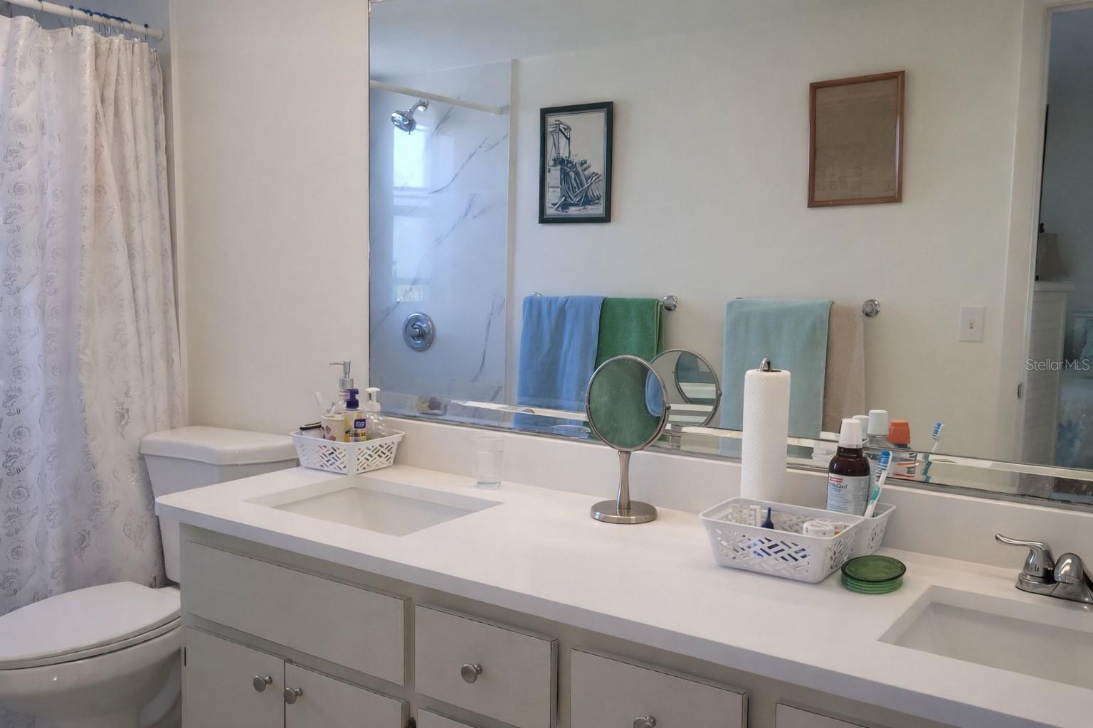 New master bathroom quartz  double vanity sink