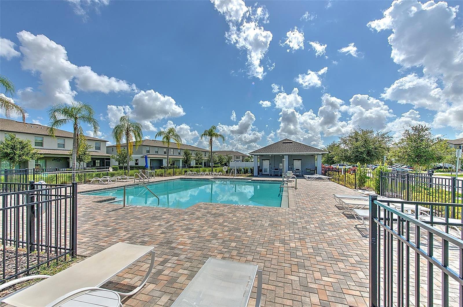 Community pool with gated entry